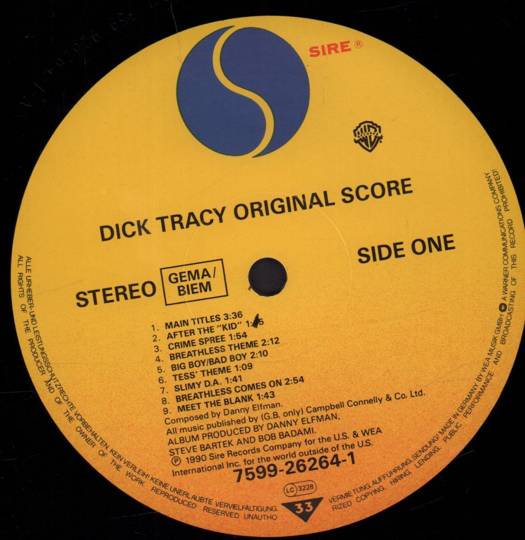 Danny Elfman - Dick Tracy Original Score - Lp