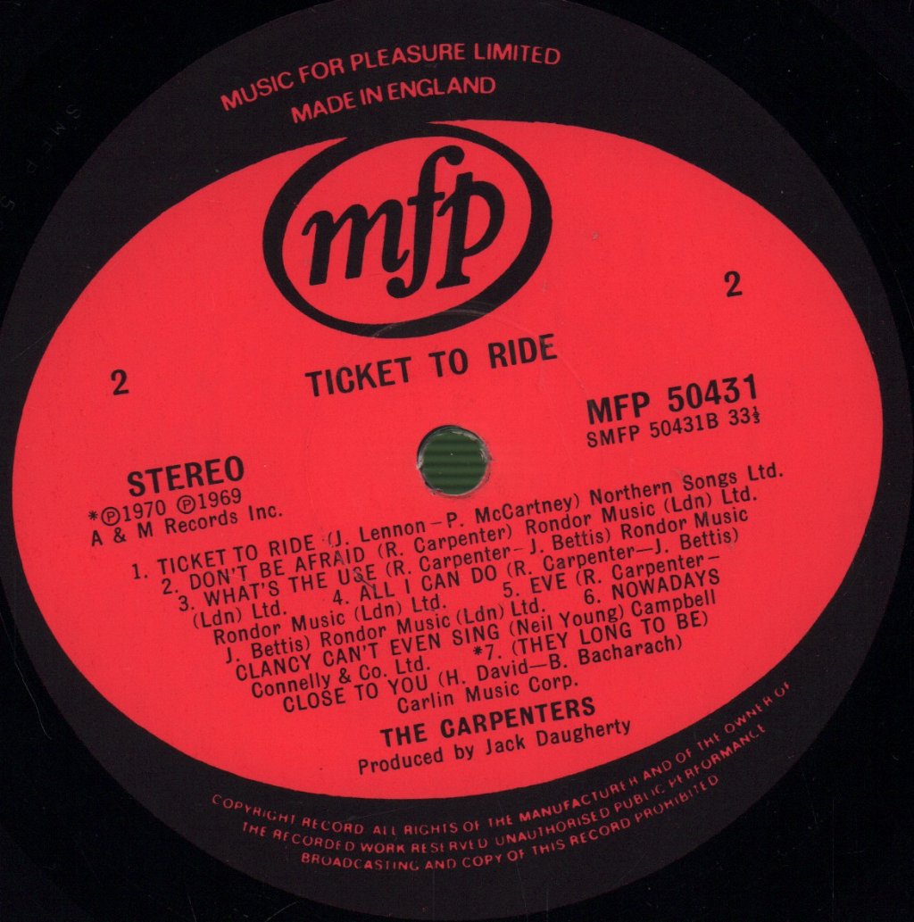Carpenters - Ticket To Ride - Lp