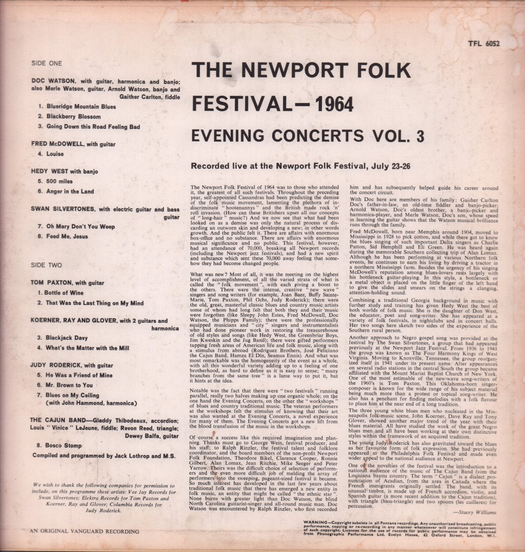 Various Artists - Newport Folk Festival 1964 Evening Concerts Vol. 3 - Lp