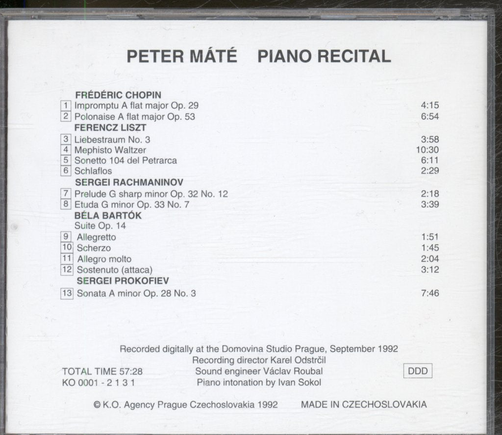 Peter Máté - Piano Recital - Cd