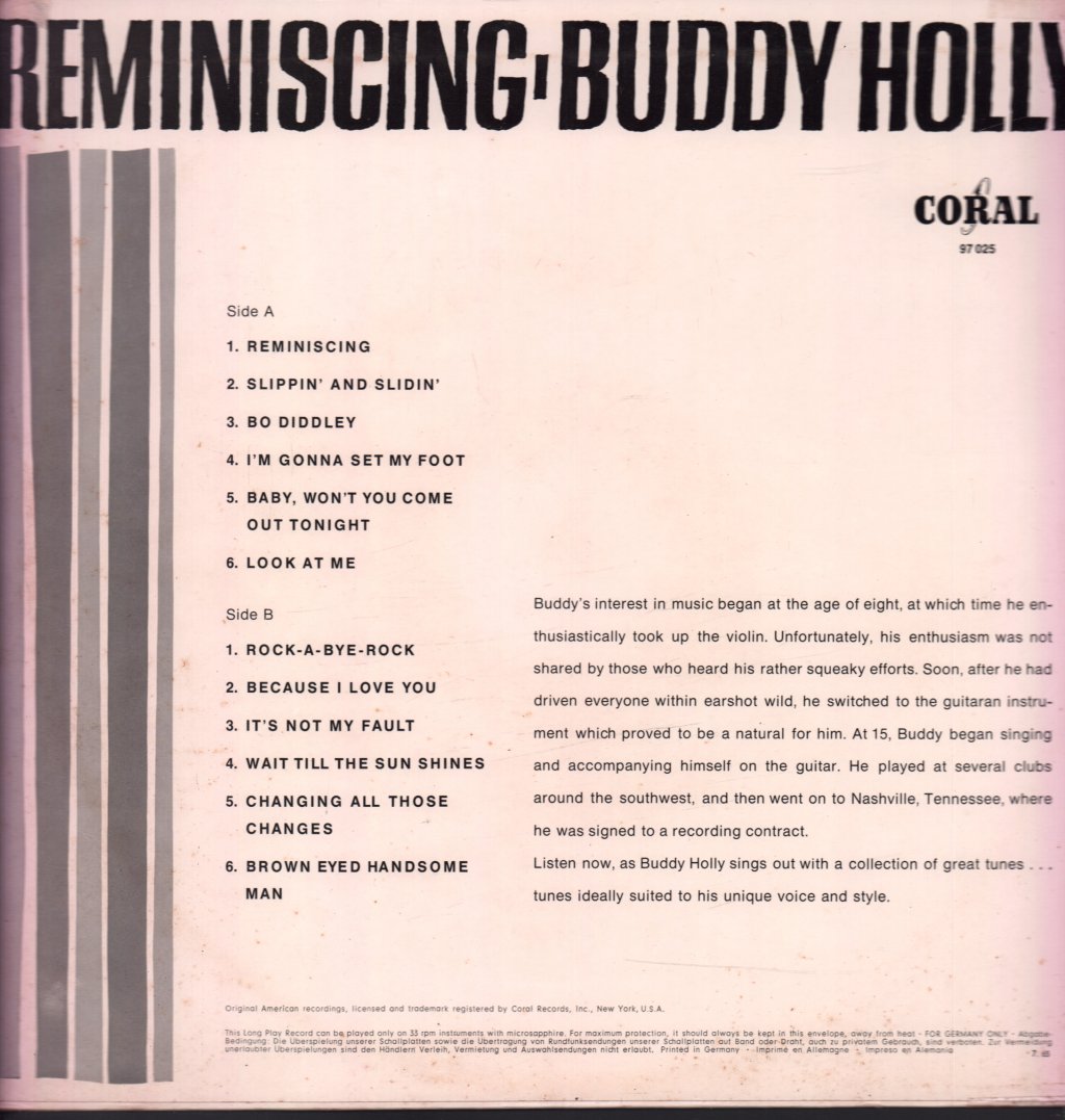 Buddy Holly - Reminiscing - Lp