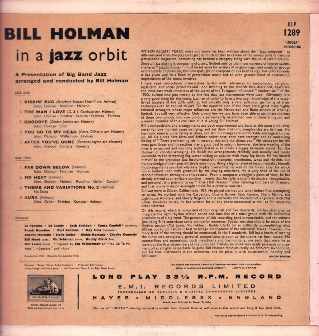 Bill Holman - In A Jazz Orbit - Lp