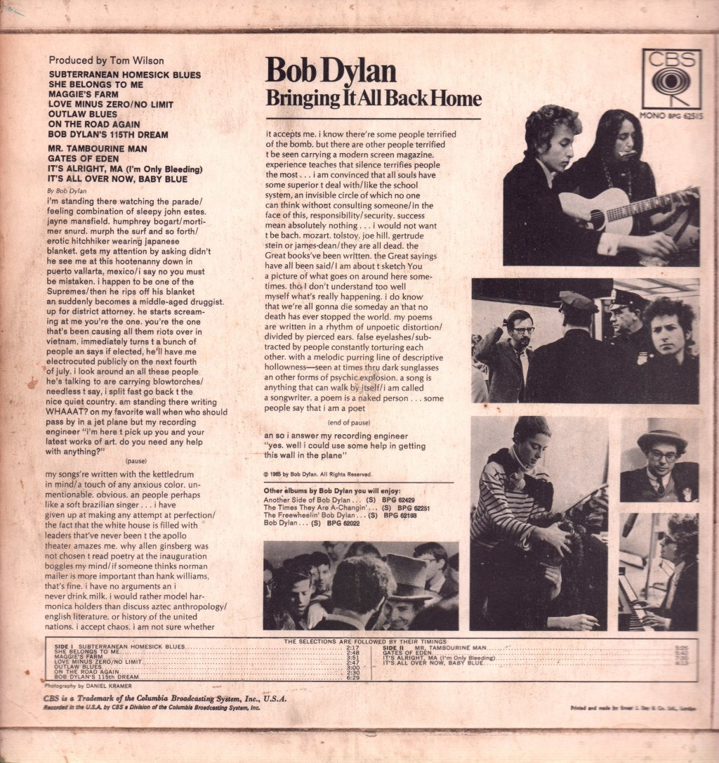 Bob Dylan - Bringing It All Back Home - Lp