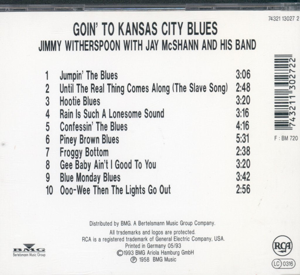 Jimmy Witherspoon With Jay McShann And His Band - Goin' To Kansas City Blues - Cd