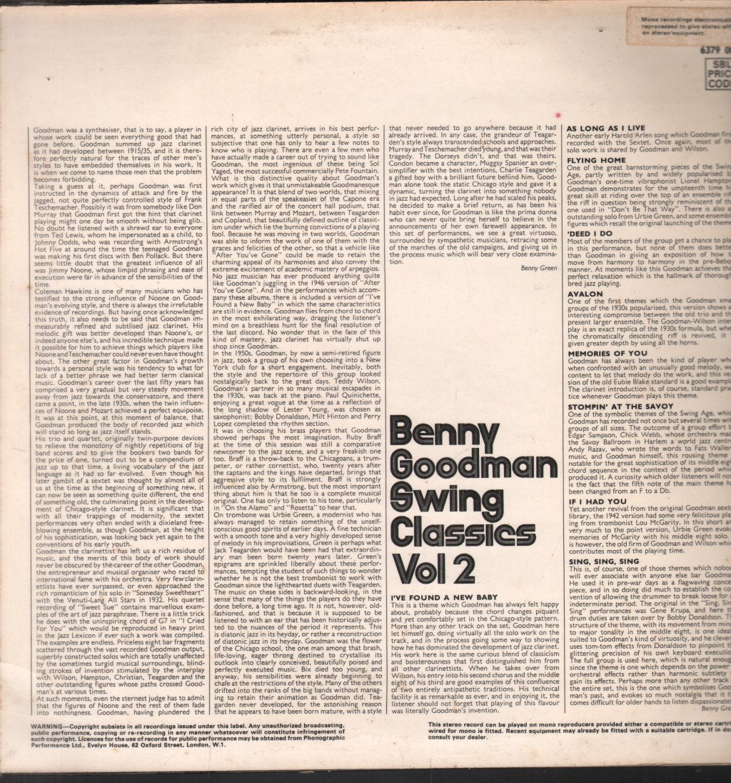 Benny Goodman - Swing Classics 2 - Lp