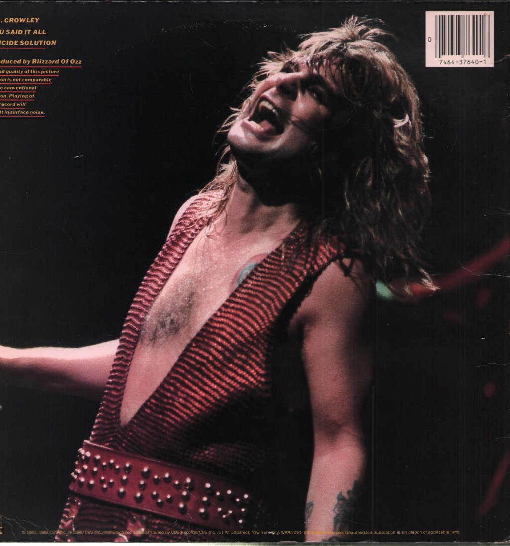 Ozzy Osbourne - Live Mr. Crowley - 12 Inch