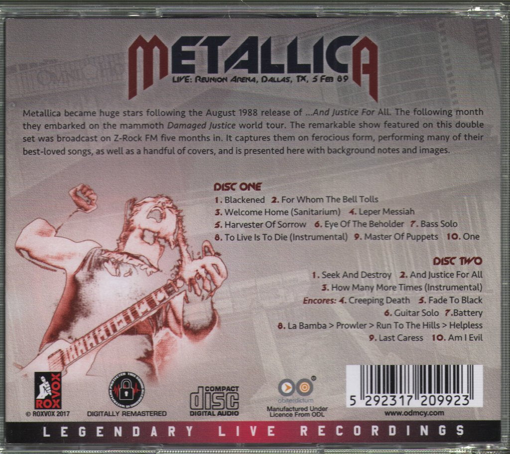 Metallica - Live: Reunion Arena, Dallas, 5 Feb 89 - Double Cd