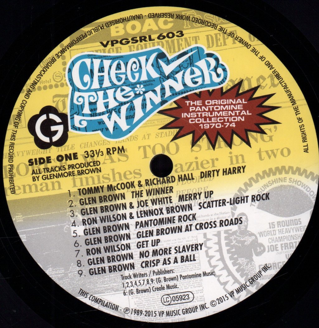 Glen Brown - Check The Winner - Lp