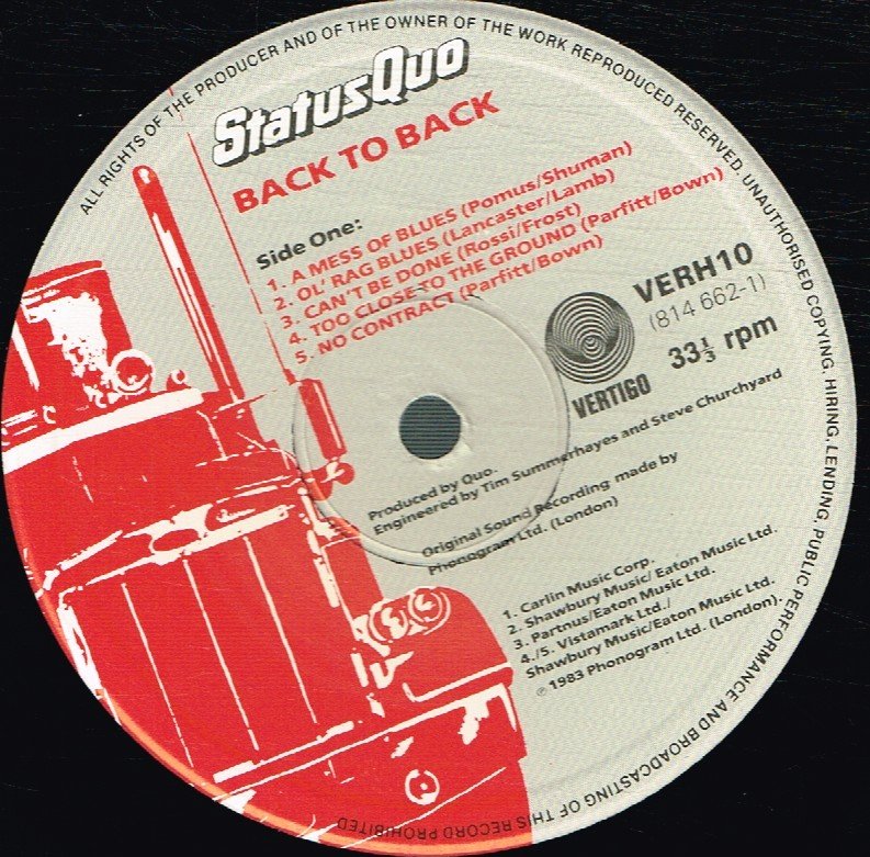 Status Quo - Back To Back - Lp