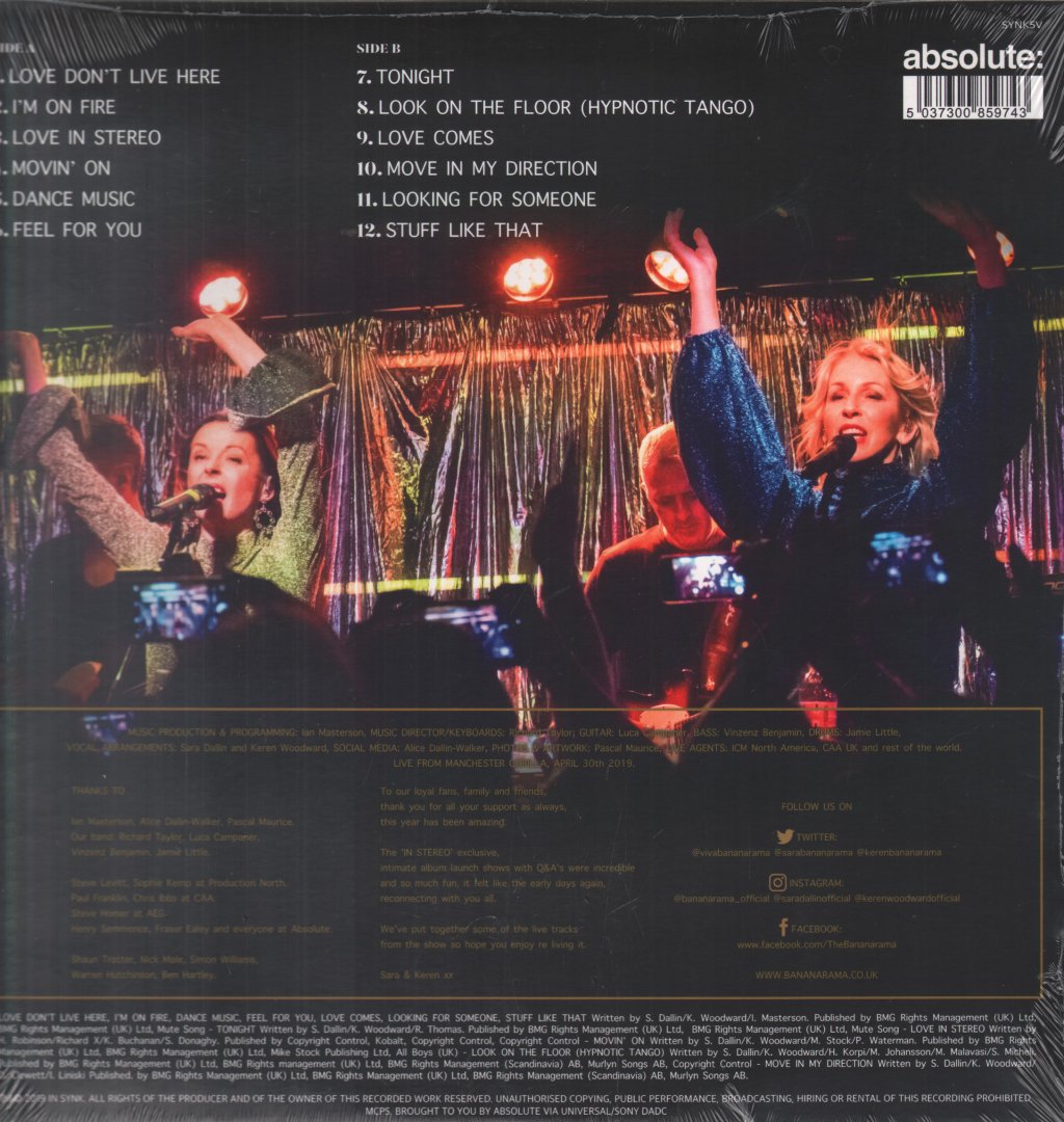 Bananarama - Live In Stereo - Lp