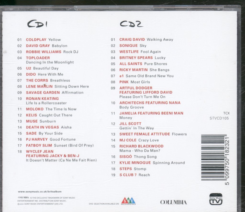 Various Artists - Brit Awards 2001 - Double Cd