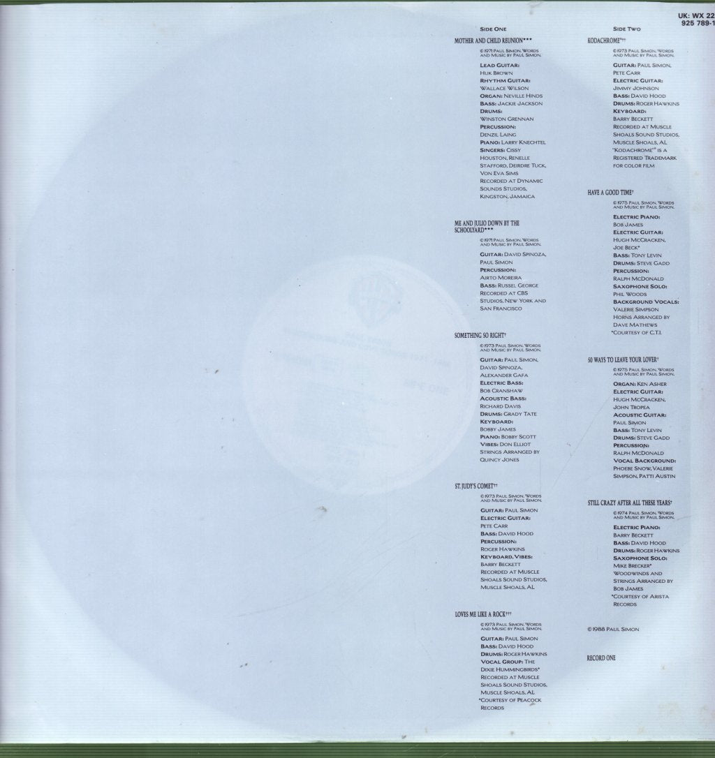 Paul Simon - Negotiations And Love Songs (1971-1986) (Best Of) - Double Lp