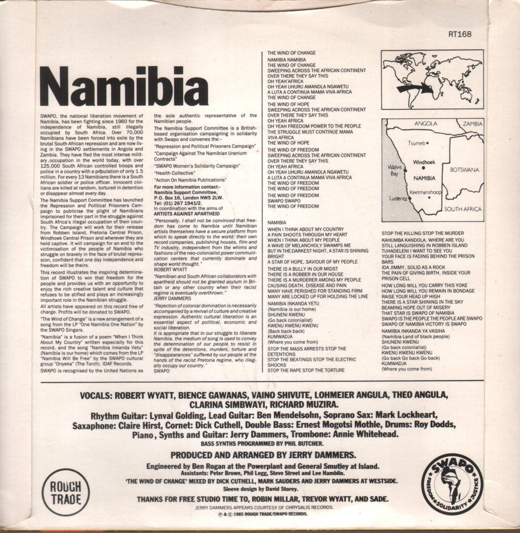 Robert Wyatt With The Swapo Singers - Wind Of Change cw Namibia - 7 Inch