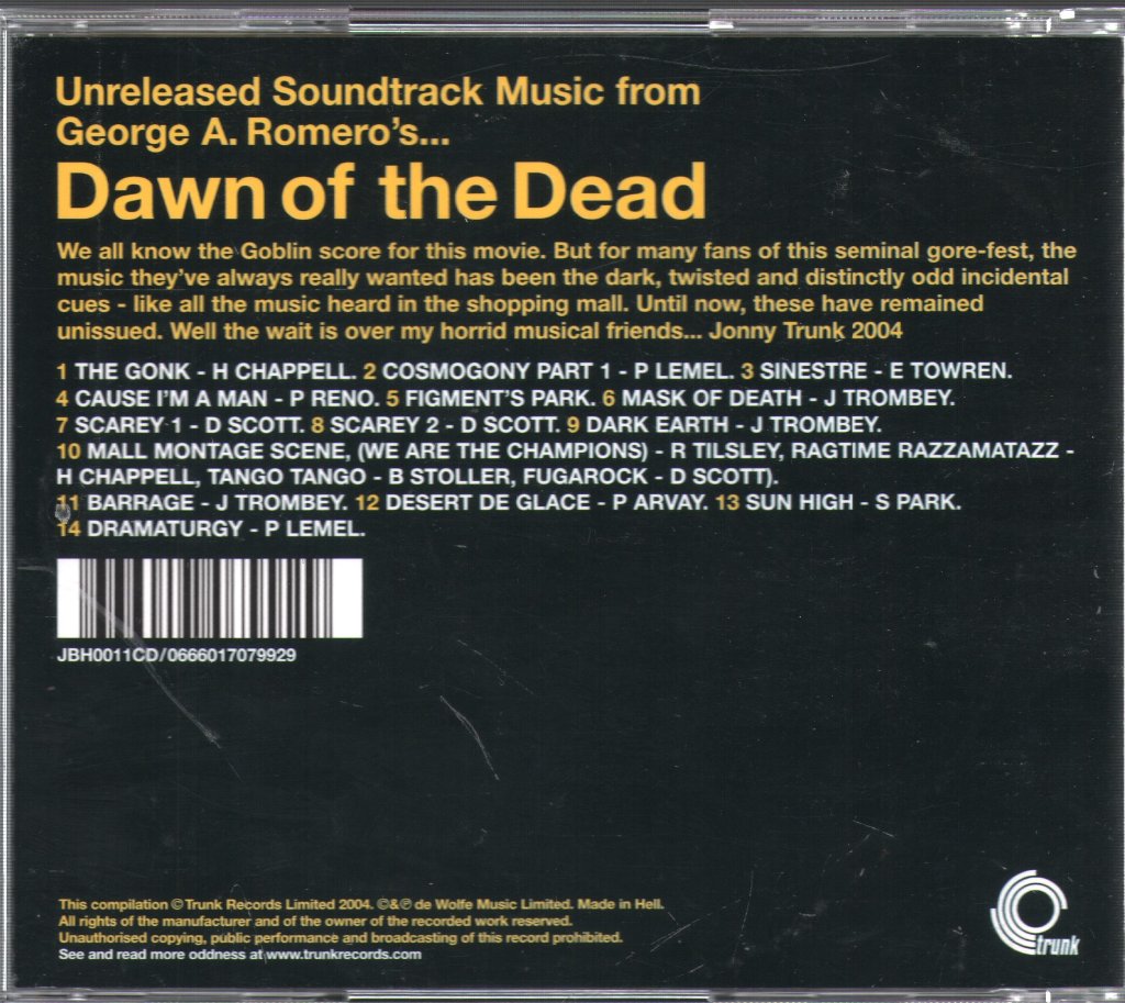 Various Artists - Unreleased Soundtrack Music From George A. Romero's... Dawn Of The Dead - Cd
