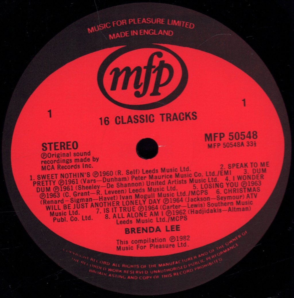 Brenda Lee - 16 Classic Tracks - Lp