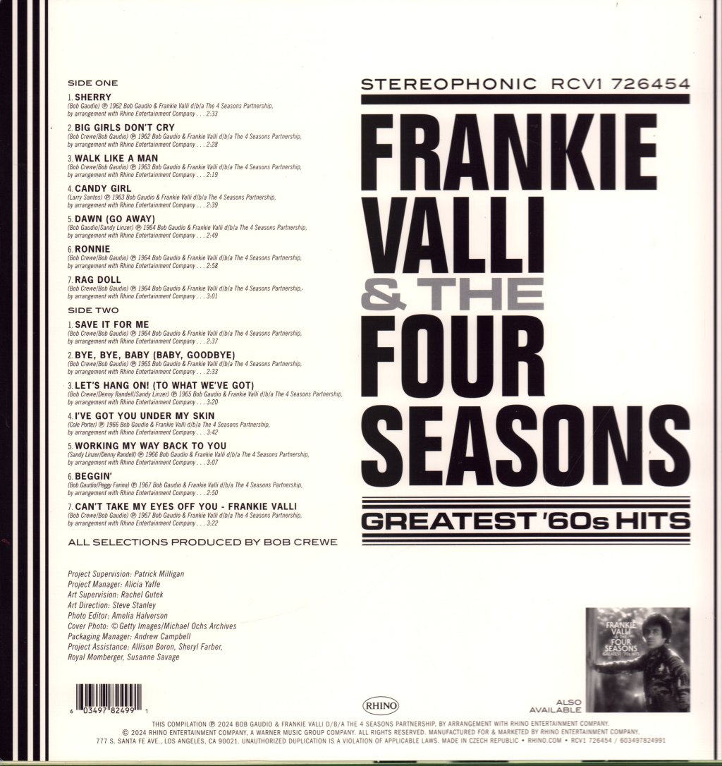 Frankie Valli And The Four Seasons - Greatest '60s Hits - Lp
