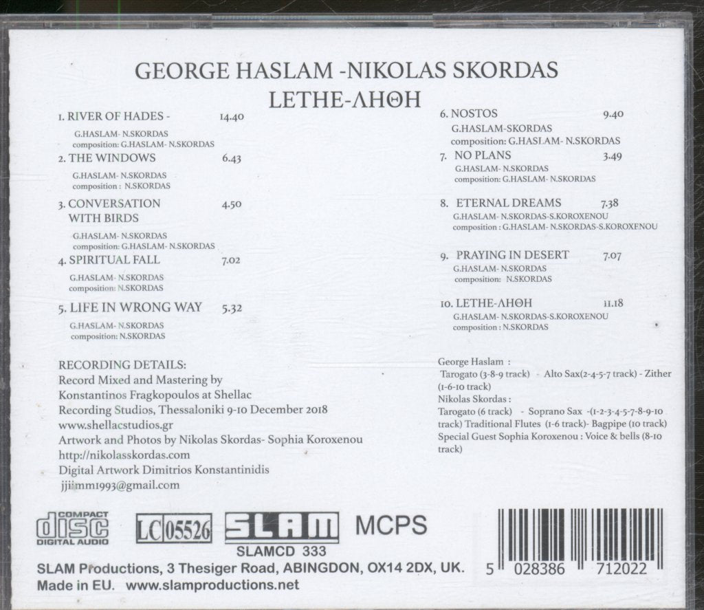 George Haslam - Nikolas Skordas - Lethe = Ληθη - Cd