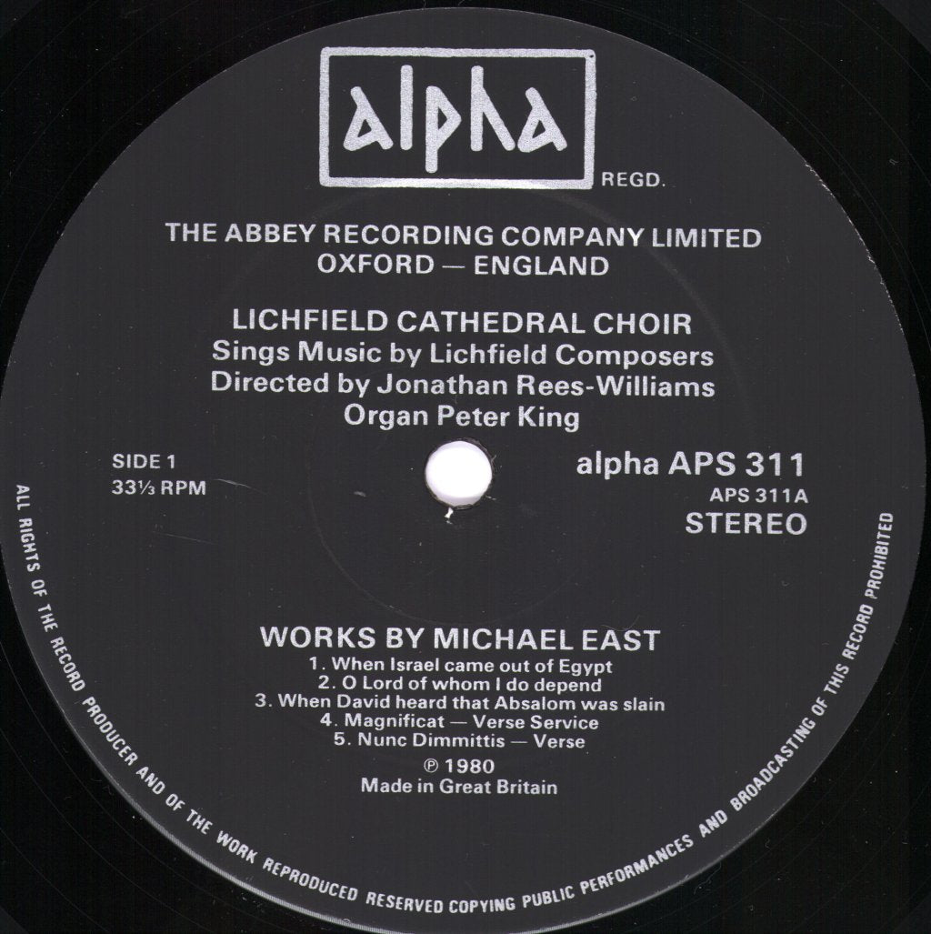 Lichfield Cathedral Choir / Jonathan Rees-Williams - Sings Music By Lichfield Composers - Lp