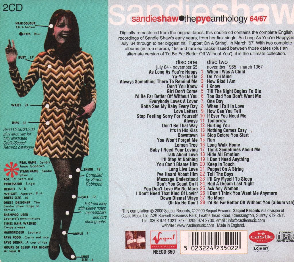 Sandie Shaw - Pye Anthology 64 / 67 - Double Cd