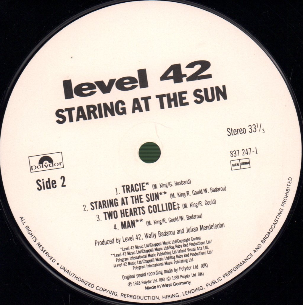 Level 42 - Staring At The Sun - Lp