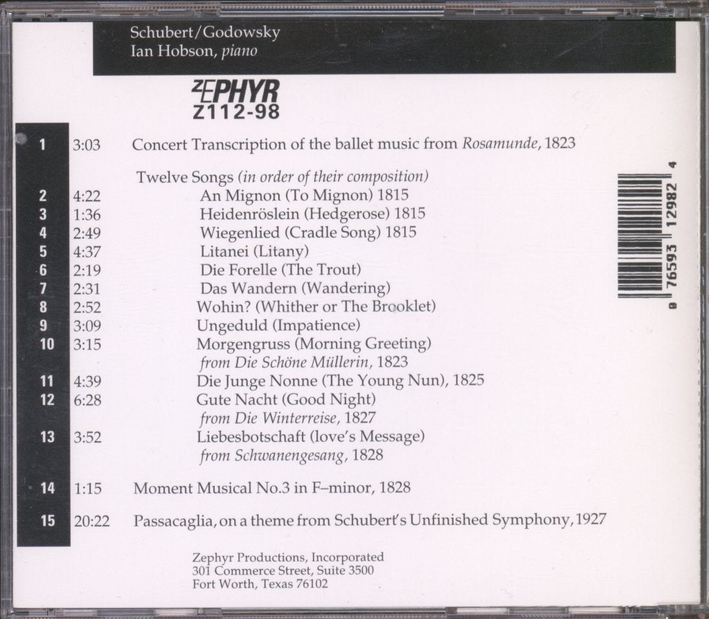 Ian Hobson - Schubert/Godowsky Transcriptions: Twelve Songs - Cd