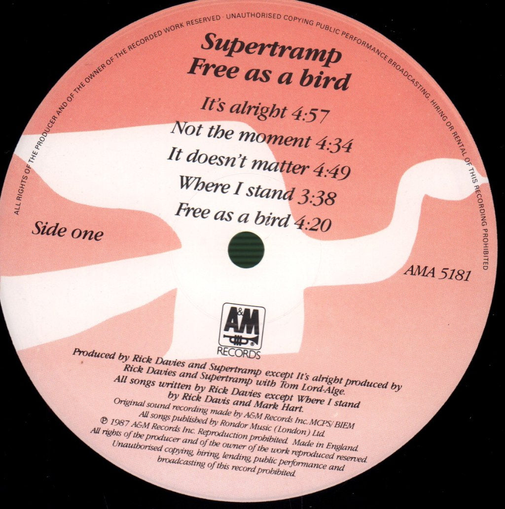 Supertramp - Free As A Bird - Lp