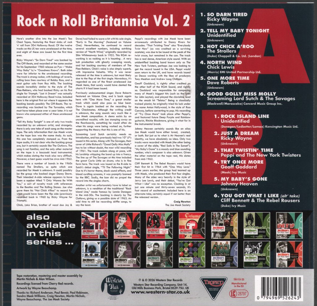 Various Artists - Rock N Roll Britannia Vol. 2 Joe Meek's Tea Chest Tapes - 10 Inch