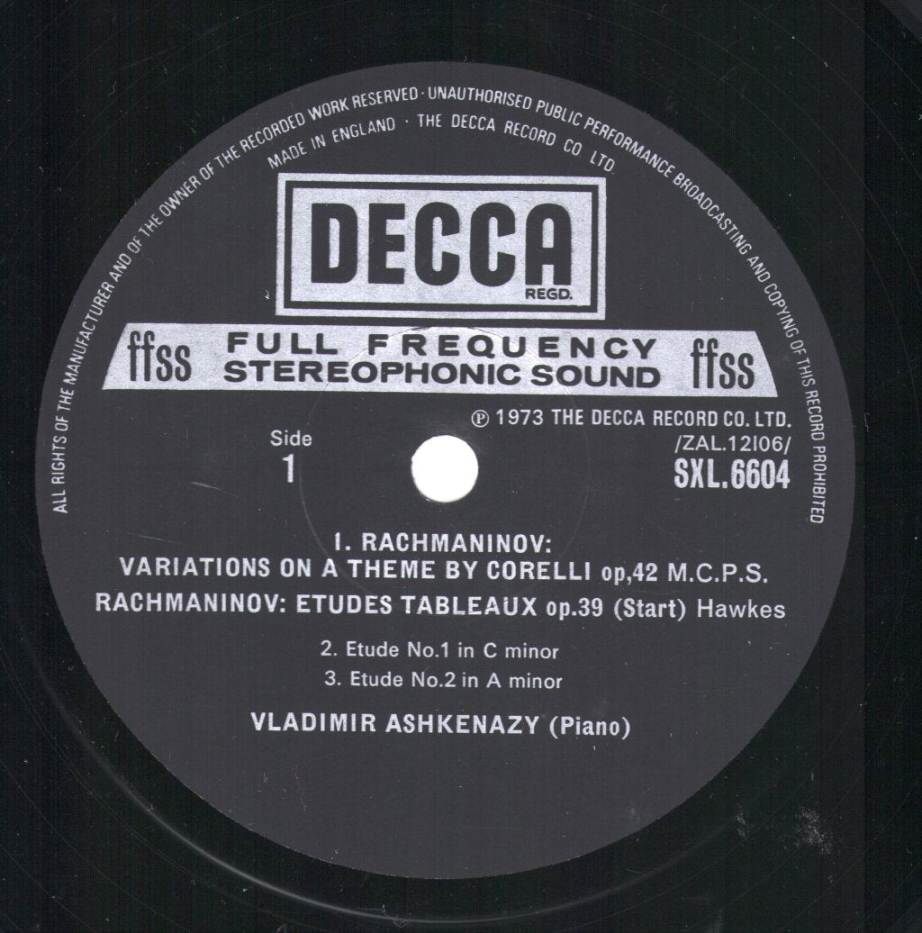 Vladimir Ashkenazy - Rachmaninov - Etudes-Tableaux Op. 39 / Variations On A Theme By Corelli - Lp