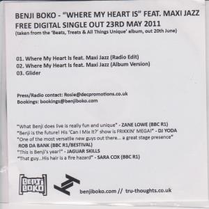 Benji Boko Feat. Maxi Jazz - Where My Heart Is - Cdr