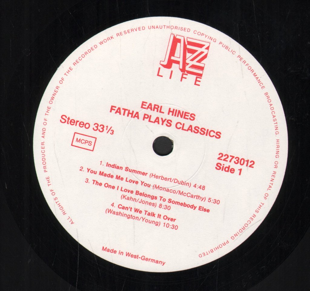 Earl Hines - Fatha Plays Classics - Lp