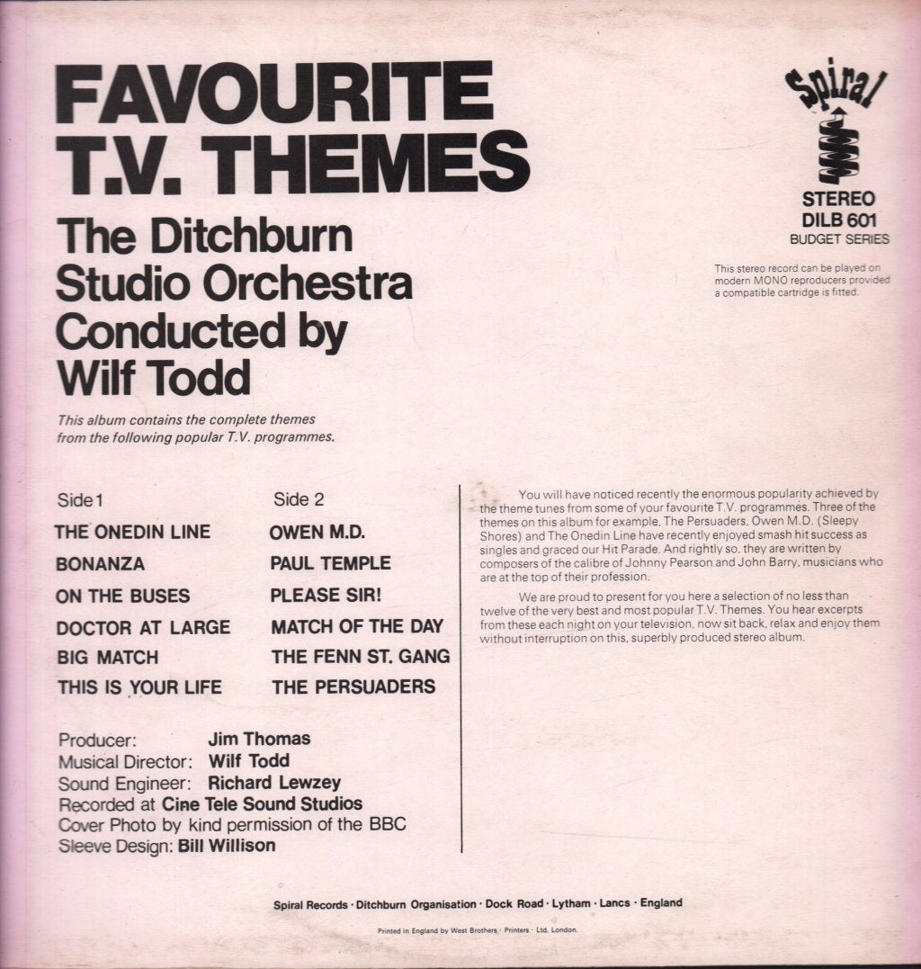 d.s.o. (ditchburn studio orchestra) - Favourite Tv Themes - Lp