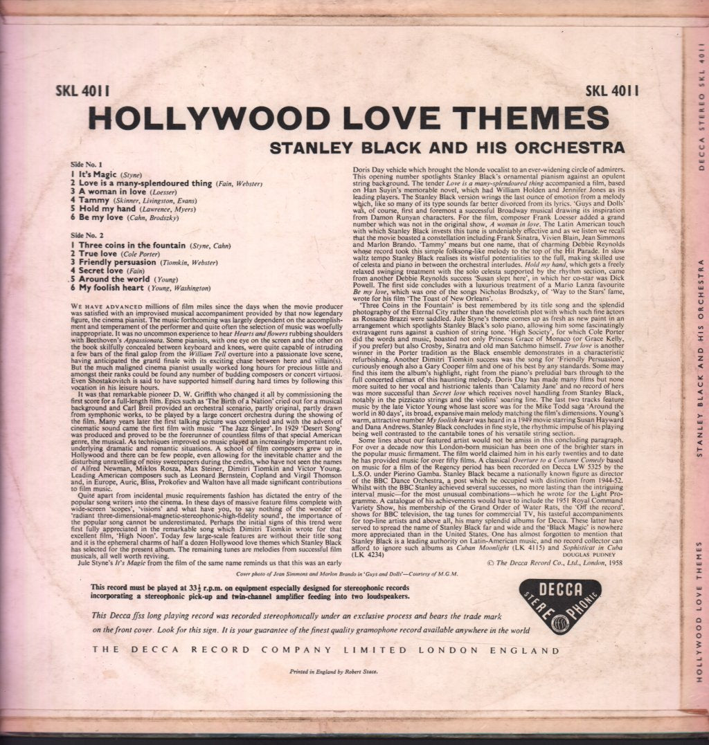 Stanley Black & His Orchestra - Hollywood Love Themes - Lp