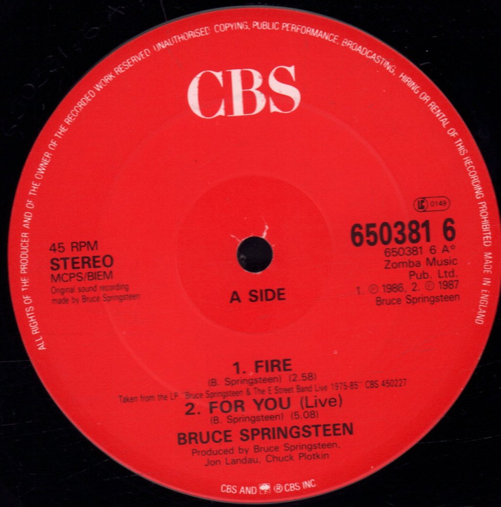Bruce Springsteen - Fire - 12 Inch