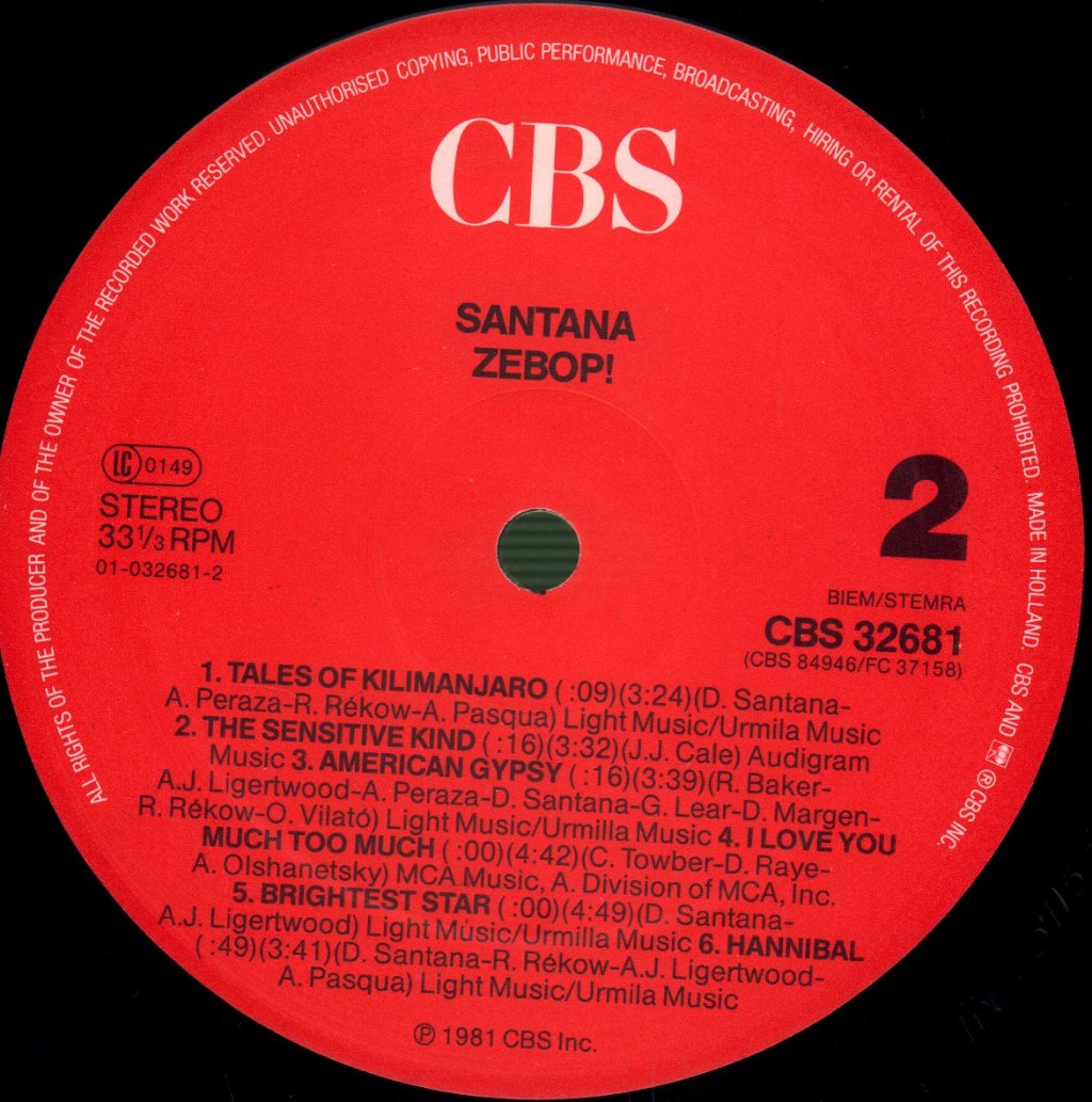 Santana - Zebop! - Lp