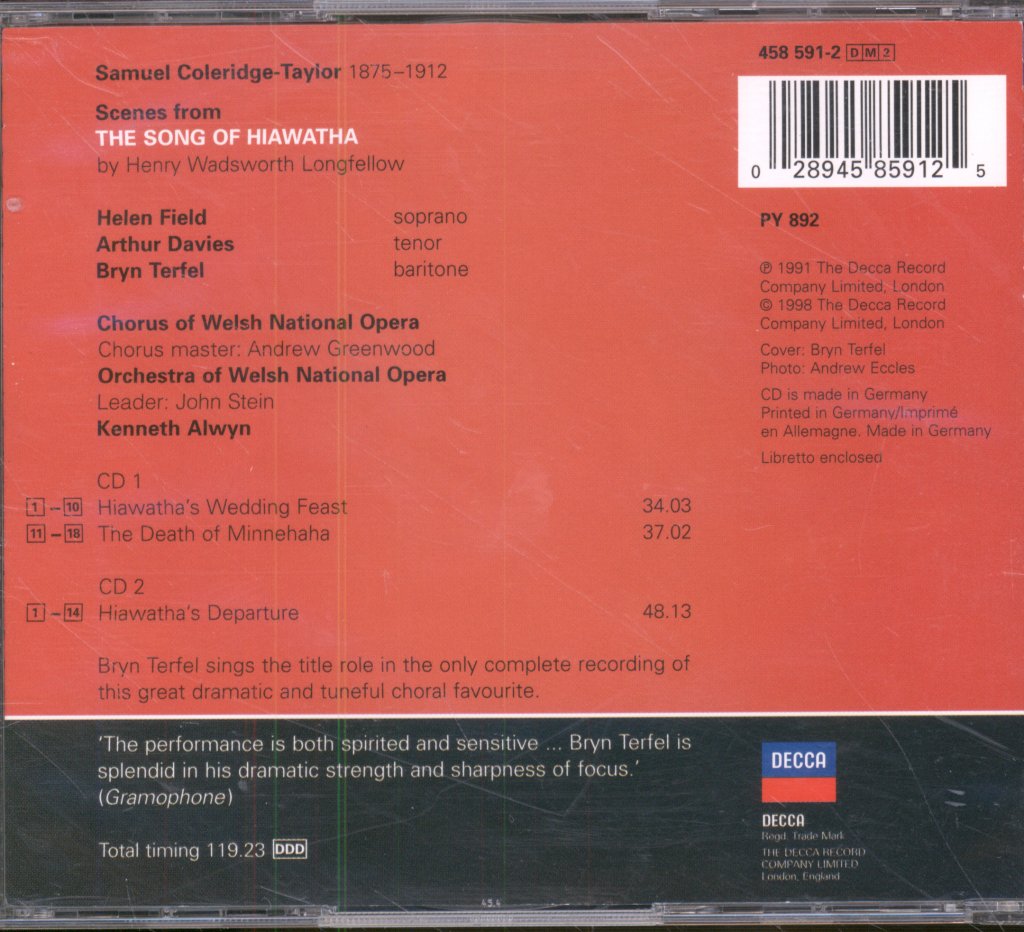 Bryn Terfel - Coleridge Taylor -Hiawatha - Double Cd