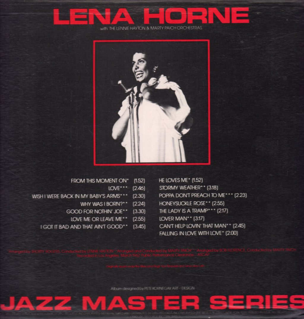 Lena Horne - With The Lennie Hayton & Marty Paich Orchestras - Lp