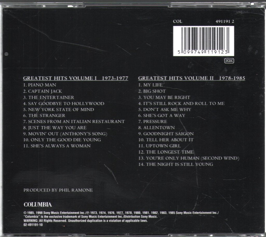 Billy Joel - Greatest Hits Volume I & Volume II - Double Cd