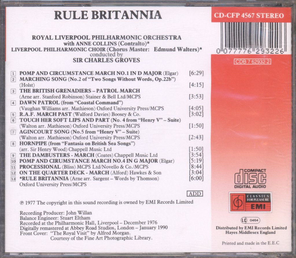 Royal Liverpool Philharmonic Orchestra, Royal Liverpool Philharmonic Choir, Sir Charles Groves - Rule Britannia - Cd