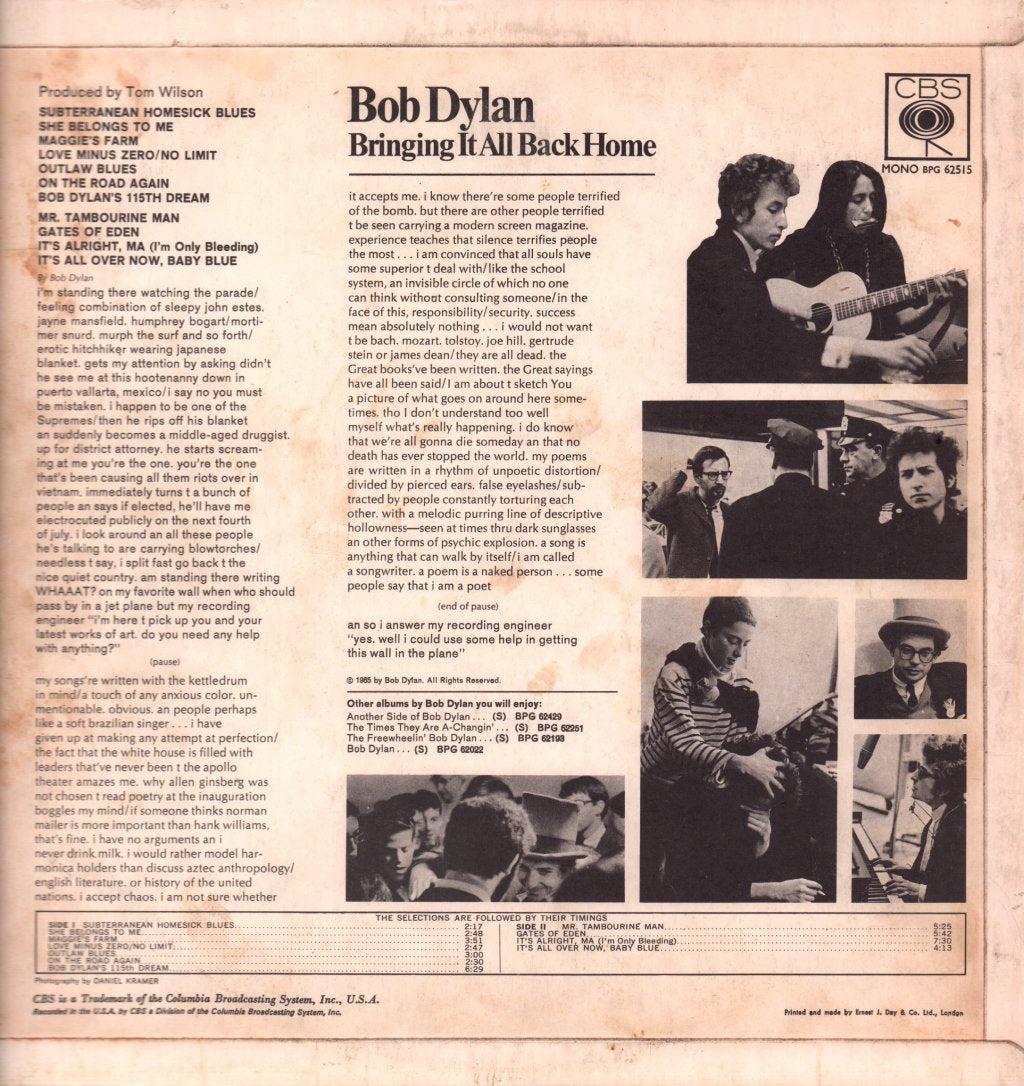 Bob Dylan - Bringing It All Back Home - Lp