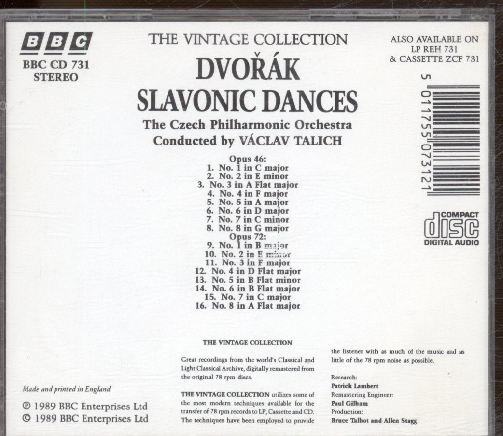 Václav Talich, The Czech Philharmonic Orchestra - Antonín Dvořák - Slavonic Dances (Complete) - Cd