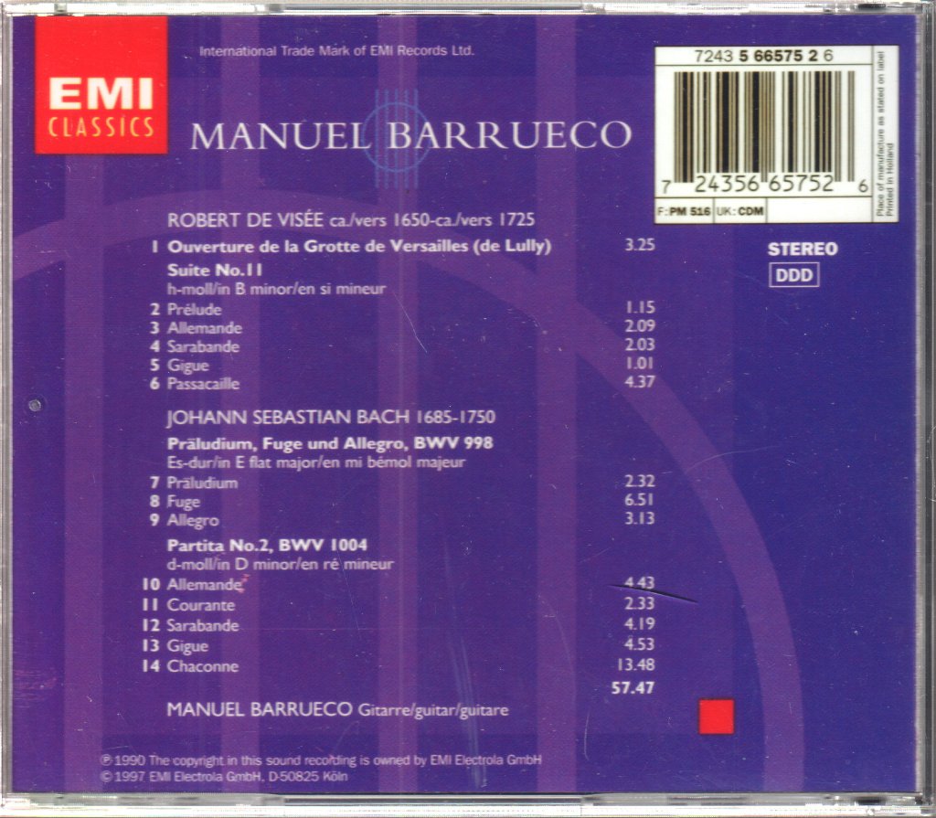 Manuel Barrueco - Bach & De Visée - Cd