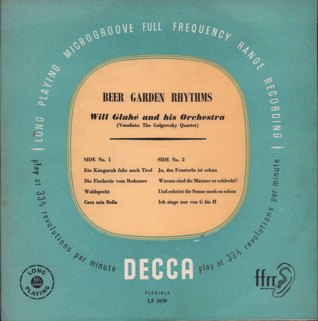 Will Glahe And His Orchestra - Beer Garden Rhythms - 10 Inch