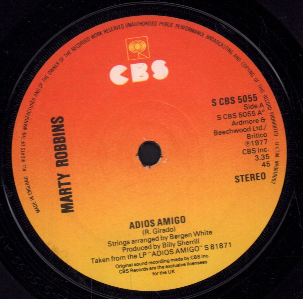 Marty Robbins - Adios Amigo - 7 Inch