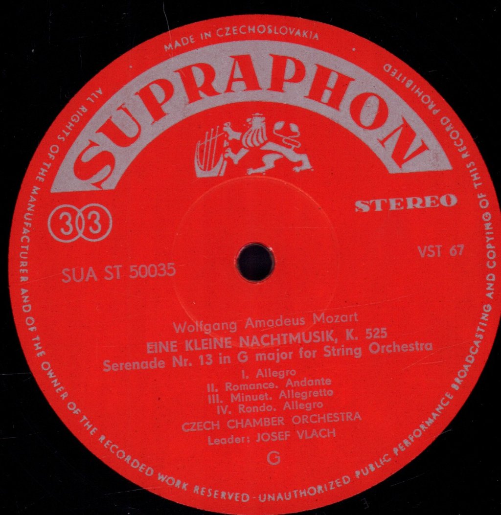 Czech Chamber Orchestra - Mozart Eine Kleine Nahctmusik / Divertimento In D agio and fugue - Lp