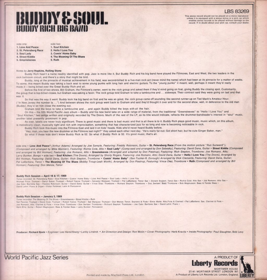 Buddy Rich Big Band - Buddy and Soul - Lp