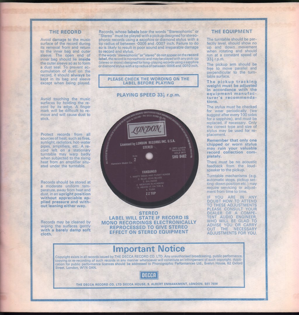 ZZ Top - Fandango - Lp