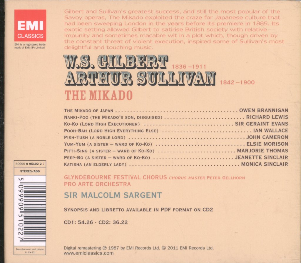 Pro Arte Orchestra, Sir Malcolm Sargent - Gilbert And Sulivan - The Mikako - Double Cd