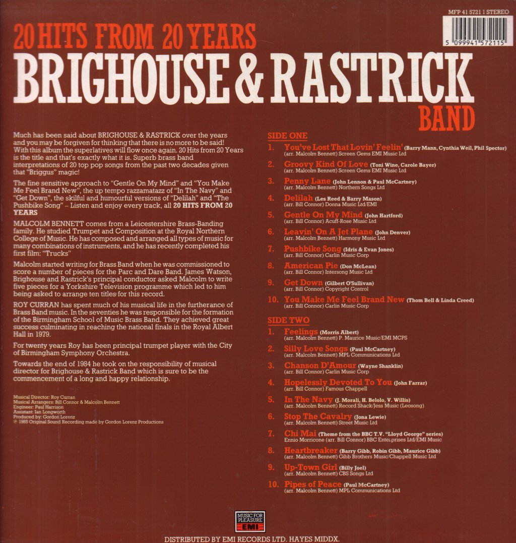 Brighouse And Rastrick Brass Band - 20 Hits From 20 Years - Lp