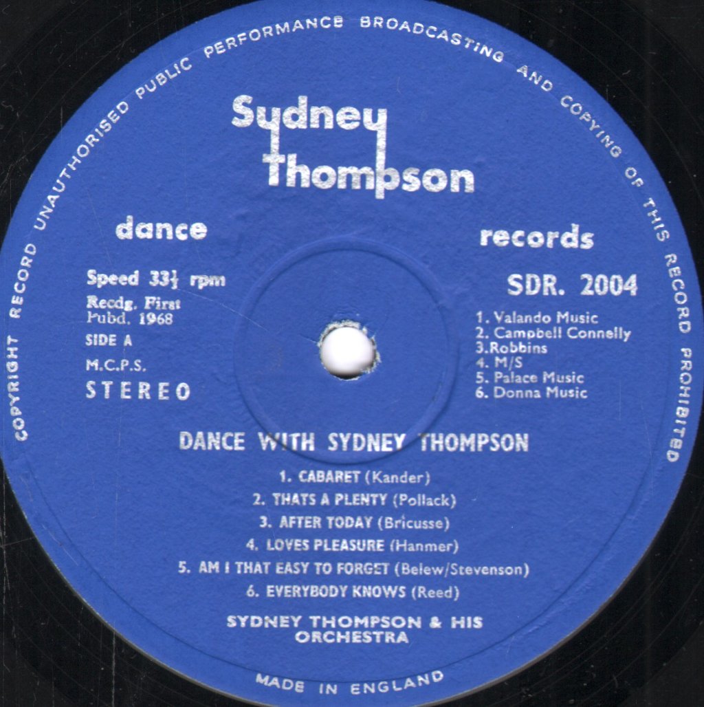 Sydney Thompson And His Orchestra - Dance With Sydney Thompson - Lp