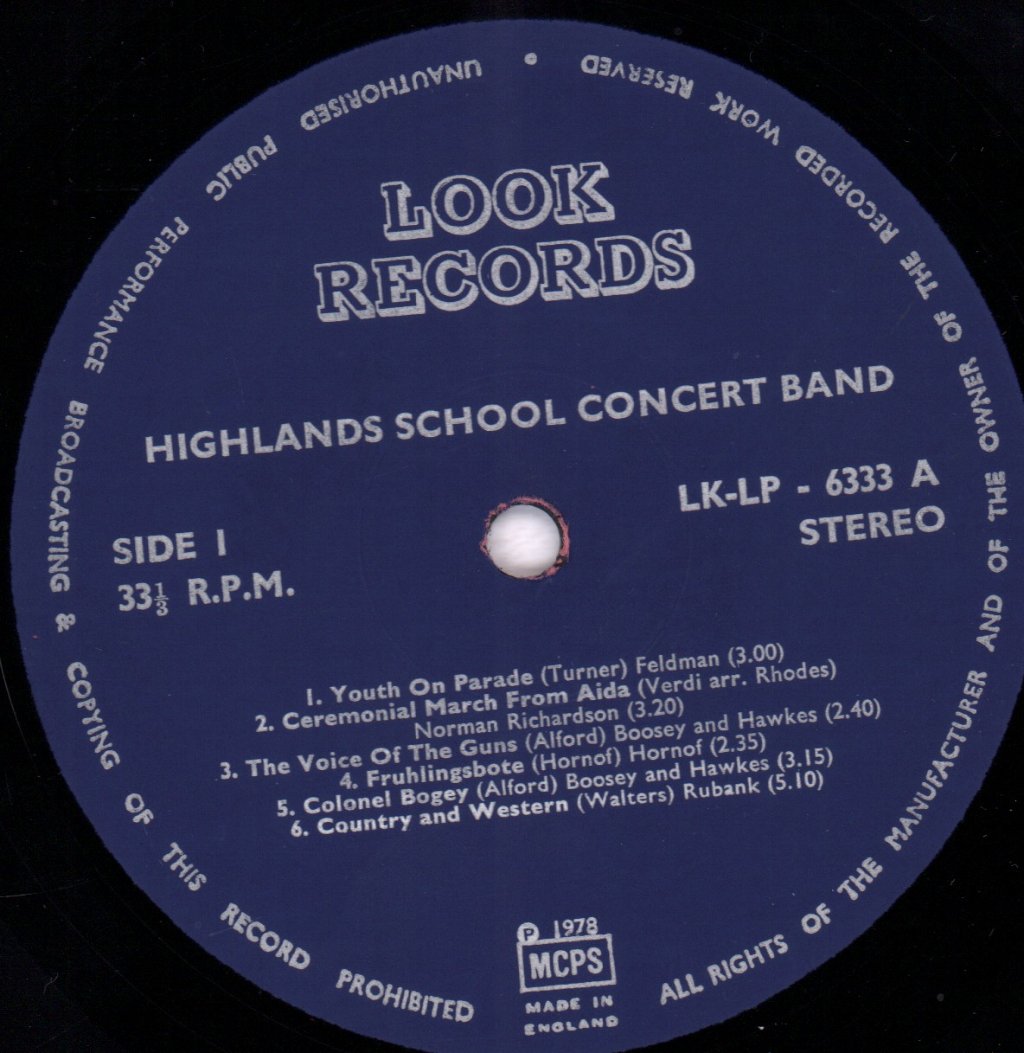 Highlands School Concert Band - Highlands School Concert Band - Lp